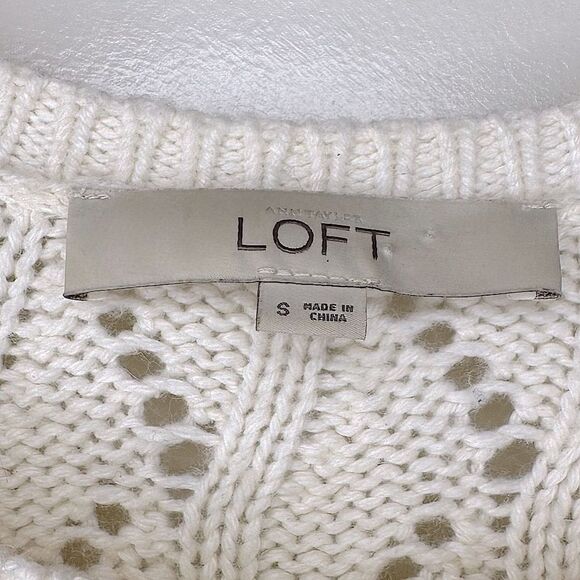 Ann Taylor Loft Cream Knitted Sweater Wool Rabbit Hair Blend - Picture 11 of 12